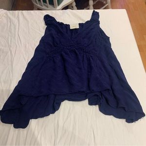 Anthropologie Maeve Bretta Gathered Navy Blue Tank Top Blouse small